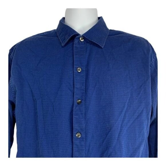 Van Heusen Mens Size XL Blue Long Sleeve Button-Up Shirt - Picture 2 of 8